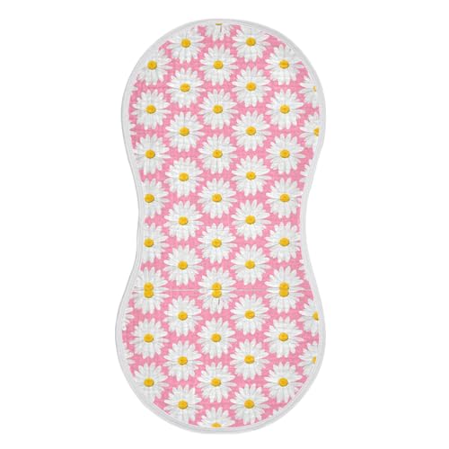 xigua White Daisies Muslin Baby Burp Cloths Set of 4, Super Soft & Absorbent Burping Rags, Cotton Burp Clothes Shower Gift for Newborn, Baby Girls and Boys