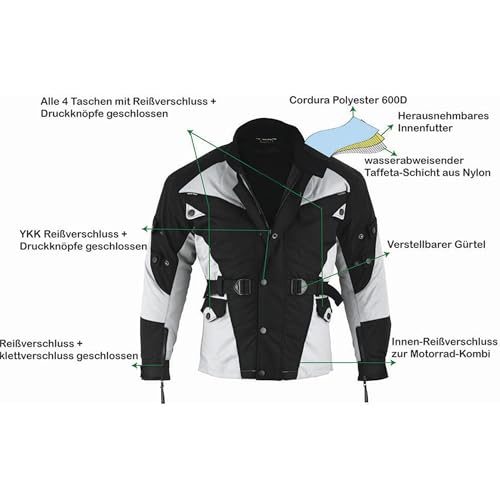 Combinaison moto Cordura 2 pièces pantalon veste moto gris noir taille 50 M