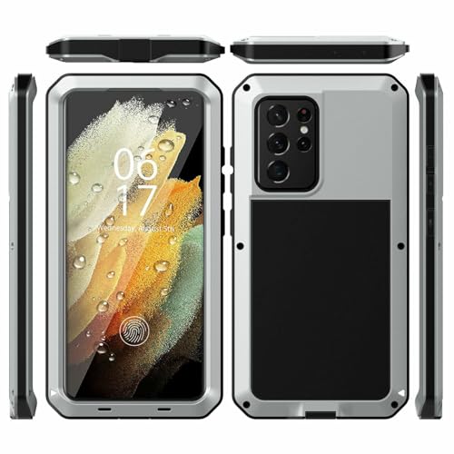 Coque rigide silicone et aluminium Galaxy S21 Plus argent antichoc intégrale