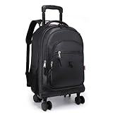 Mochila Infantil Menina Kika Metalizada 4 Rodas Escolar (Preto)