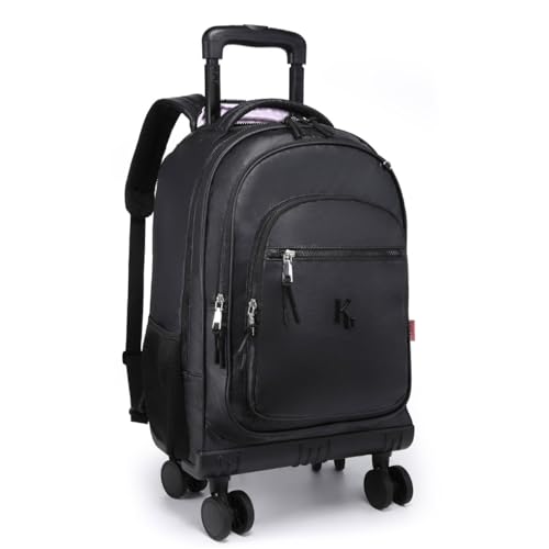 Mochila Infantil Menina Kika Metalizada 4 Rodas Escolar (Preto)