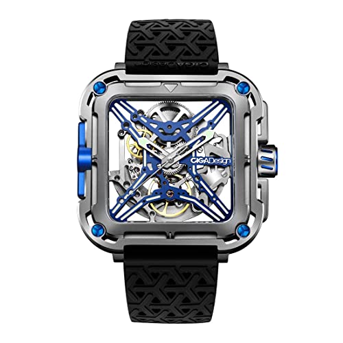 Ciga Design X Series Titanio Automatico Grigio Silicone Orologio Uomo Scheletrato Quadrato