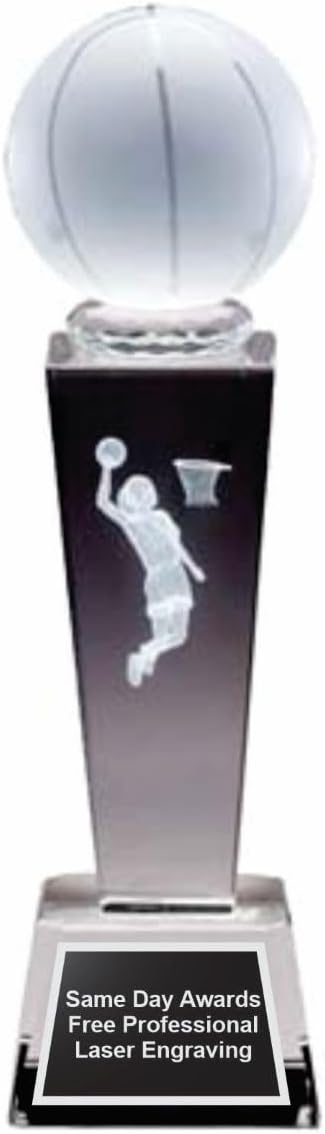 Crystal Collegiate Sports Trophy - 8.75 Inch Custom Engraved Award Gift for Player Team & Coach Recognition for Leagues Tournaments Championships