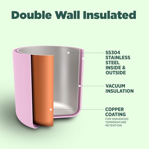 Image of MILTON Malmo 1200 Thermosteel Double Wall Vacuum Insulated Stainless Steel Tumbler with Handle 1100ml, Travel Mug with Straw,Silicon Cap,Cleaning Brush,Hot & Cold Beverage Flask,Delhi Pink