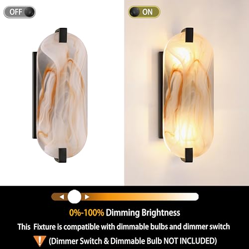 Image of 12.7 inch Art Red Oval Glass Bathroom Modern Wall Sconce Fixture for Bedroom Hallway Bedside 2 Pack 2 Light Black Wall Sconce