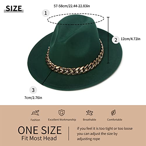 Tuckpatts Fedora Hats For Women Wide Brim Fashionable Leopard Band Women's Fedoras Dress Hat (Green) #TOP4