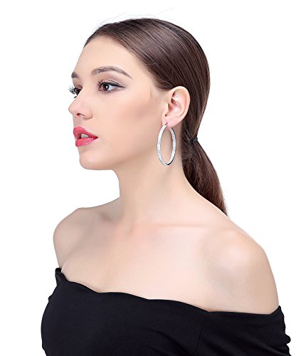 Jstyle Women's Stainless Steel Pierced Large Hoop Earrings with Rhinestone2