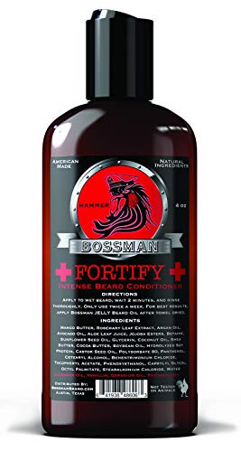 Bossman Fortify Intense Beard Conditioner - Shower Beard Wash, Moisturizer and Beard Softener for Men - Beard Growth Products - Made in USA (Hammer Scent)