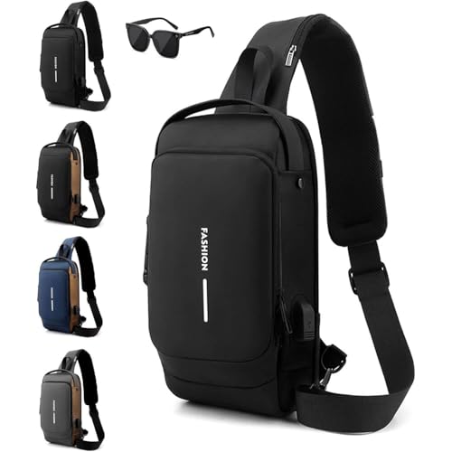 New Carbon Fiber Streamline Anti-Theft Sling Bag,Sling Backpack USB Waterproof ...