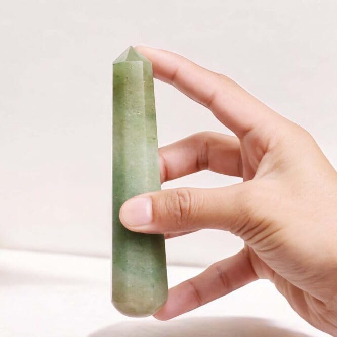 Image of Green Aventurine Crystal Wand 50-100g Natural Polished Healing Stone for Reiki, Meditation, Chakra Balancing, Energy Healing, Aura Cleansing, Massage Therapy, Feng Shui Decor & Spiritual Gift