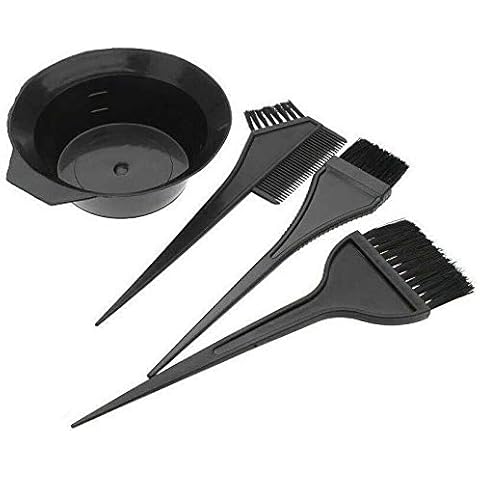 4 PCS Hair Dye Colouring Tint Tool Brush Kit and Bleach Mixing Bowl Set,Double sided Coloring Comb and Hair Dyeing Applicator Styling Tools Durable Kit for Salon and Home Cover
