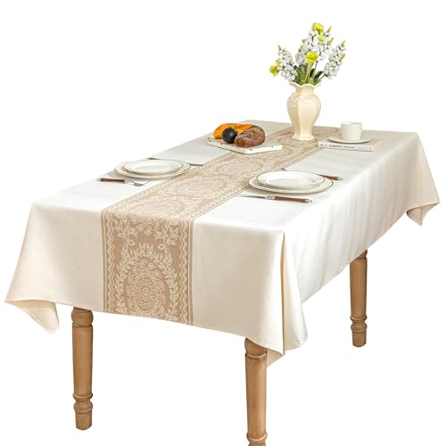 Linen Tablecloths for Rectangle Tables,Fabric Tablecloth Advanced Waterproofing Technology for Dinningroom,Farmhouse