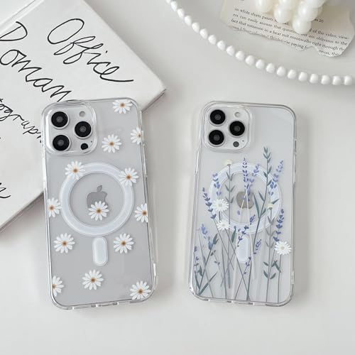 Coque transparente iPhone 14 Pro Max incassable fleur lavande avec aimant Magsafe - 7