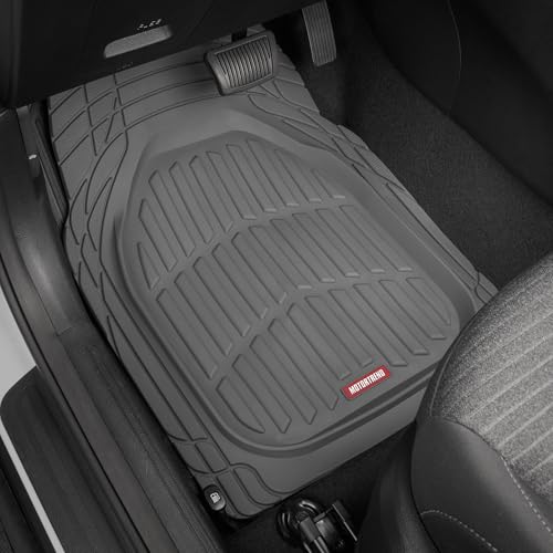 Image of Motor Trend 2 Piece Front Car Floor Mats- Gray FlexTough Contour Liners-Deep Dish Heavy Duty Rubber Floor Mats for Car SUV Truck & Van-All Weather Protection, Universal Trim to Fit