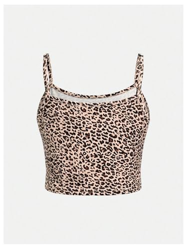 GORGLITTER Girl's Cami Top Y2k Leopard Print Spaghetti Strap Sleeveless Cheetah Camisole Summer Going Out Tops2