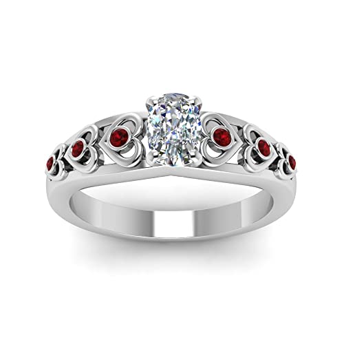 Image of 55Carat Choose Your Gemstone Heart Design Diamond CZ Accent Ring Sterling Silver Cushion Shape Side Stone Engagement Rings Matching Jewelry Wedding Jewelry Easy to Wear Gifts US Size 4 to 12
