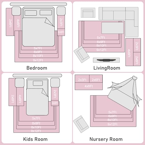 Tapete Suave Rosa 8x10 Pies Ideal para Dormitorio miniatura 7