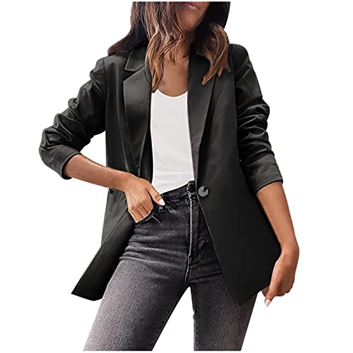 Womens Casual Blazer Jackets Suit Long Sleeve Open Front with Button Fall Outfits Cardigan Jacket for Business Office