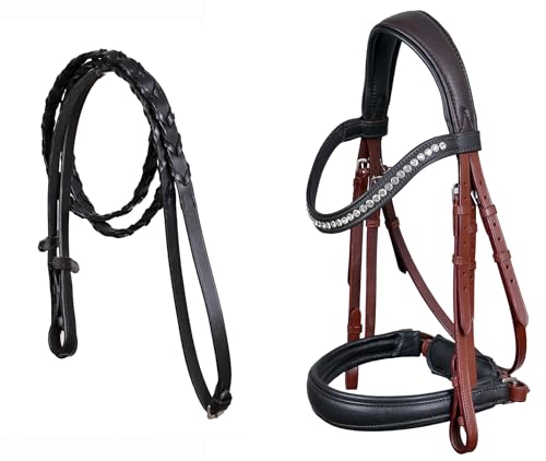 CHALLENGER Horse English All-Purpose Pleasure Brown Padded Leather Bridle Reins 803HI07DB-F