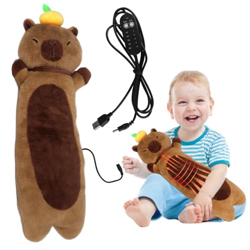 YANGUN Capybara Manta eléctrica con apagado automático, cojín de calor eléctrico, almohadilla térmica USB para cuello, espalda, hombros, abdomen, almohada larga para mujeres, adolescentes y niñas