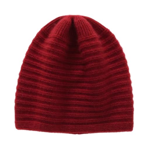 Kaszmirowa dzianinowa czapka beanie ciepła czapka unisex - gruby prążkowany styl zimowy