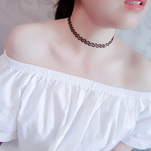 Shining Diva Fashion Jewellery Girls/Women's Black Fabric Lace Chokers Stylish Necklace Combo Set of 7 Pieces (cmb271) - Image 6
