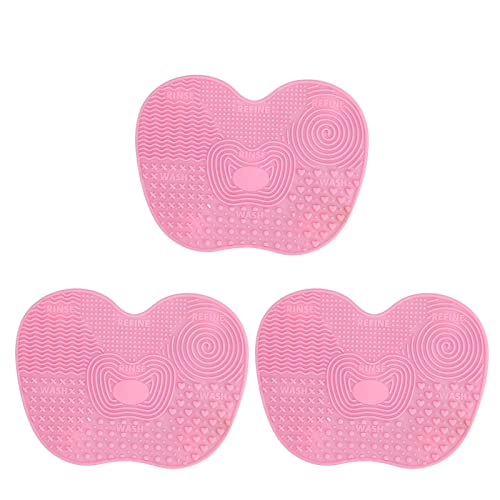 3PCS Makeup Brush Cleaning Mat, Silicone Foldable Makeup Mat Makeup Brushes Cleaner with 5 Suction Cups for Clean Makeup Brushes
