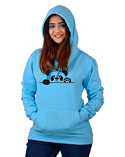 Image of More & More Unisex Cotton Hoodie Sweatshirt with Pocket Full Sleeves Hooded Neck Solid Pattern Regular Fit Panda Theme and Standard Length | Plain Hoodies for Woman & Men Casual