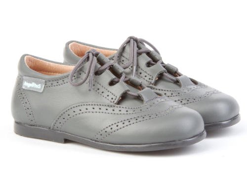 Zapatos Inglesitos para Niños Todo Piel mod.505. Calzado Infantil Made in Spain, Garantia de Calidad. (26, Gris)