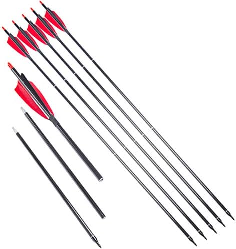Linkboy Archery Carbon Arrows 3 Take Down Hunting Practice Target Arrows Portable for Compound Recurve Long Bows, Spine 500, Pack of 6PCS