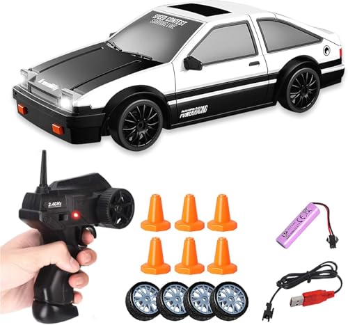 Siereolly RC Drift Car 1:24 - 2,4 GHz - 15 km/h - 4WD, con fari da lavoro, regalo per adulti e bambini