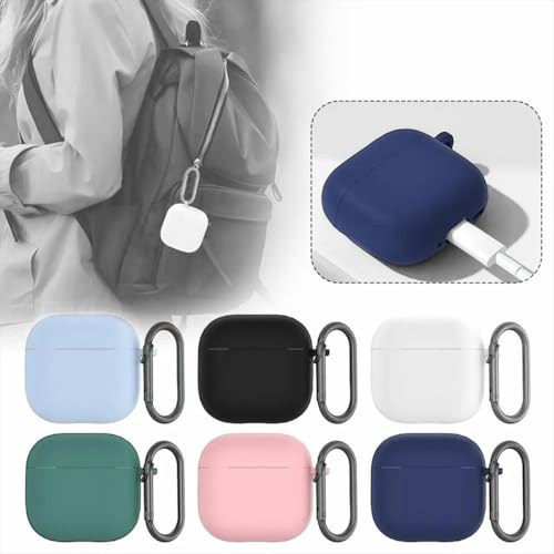 Capa para AirPods 4 2024 capa protetora de silicone macio para Apple AirPods 4ª geração para mulheres e homens, acessórios para AirPod 4 com gancho mosquetão PRETO