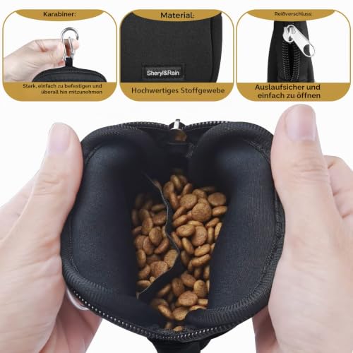 Sheryl&Rain Kleiner Leckerlibeutel für Hunde, Leckerlitasche für Hunde Klein, Trainingsbeutel mit Reißverschluss, Leckerlibeutel im Taschenformat für Reisen, Spaziergang, Tasche für Leckereien