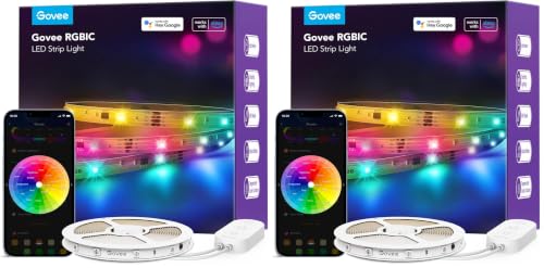 Image of Govee 32.8ft RGBIC LED Strip Lights, Compatible with Alexa and Google Assistant (Pack of 2)