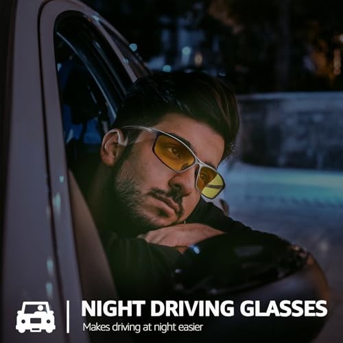 SIPHEW Night Driving Glasses for Men, Anti Glare Polarized Yellow Lens Night Vision Glasses for Nighttime/Rainy/Foggy4