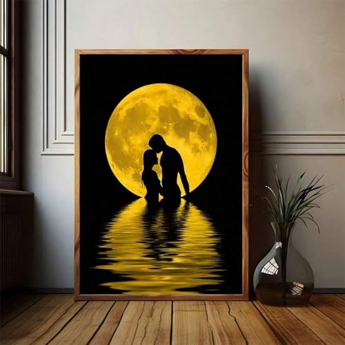 Impression toile lune dorée 70x90cm idée cadeau Saint-Valentin - 2