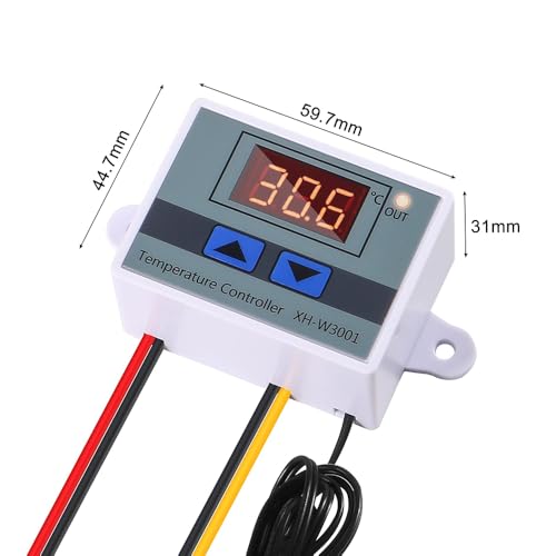 Image of Hexonix XH-W3001 Digital Temperature Controller 220V 10A - LED Display Thermostat Control Switch with Probe Sensor, White