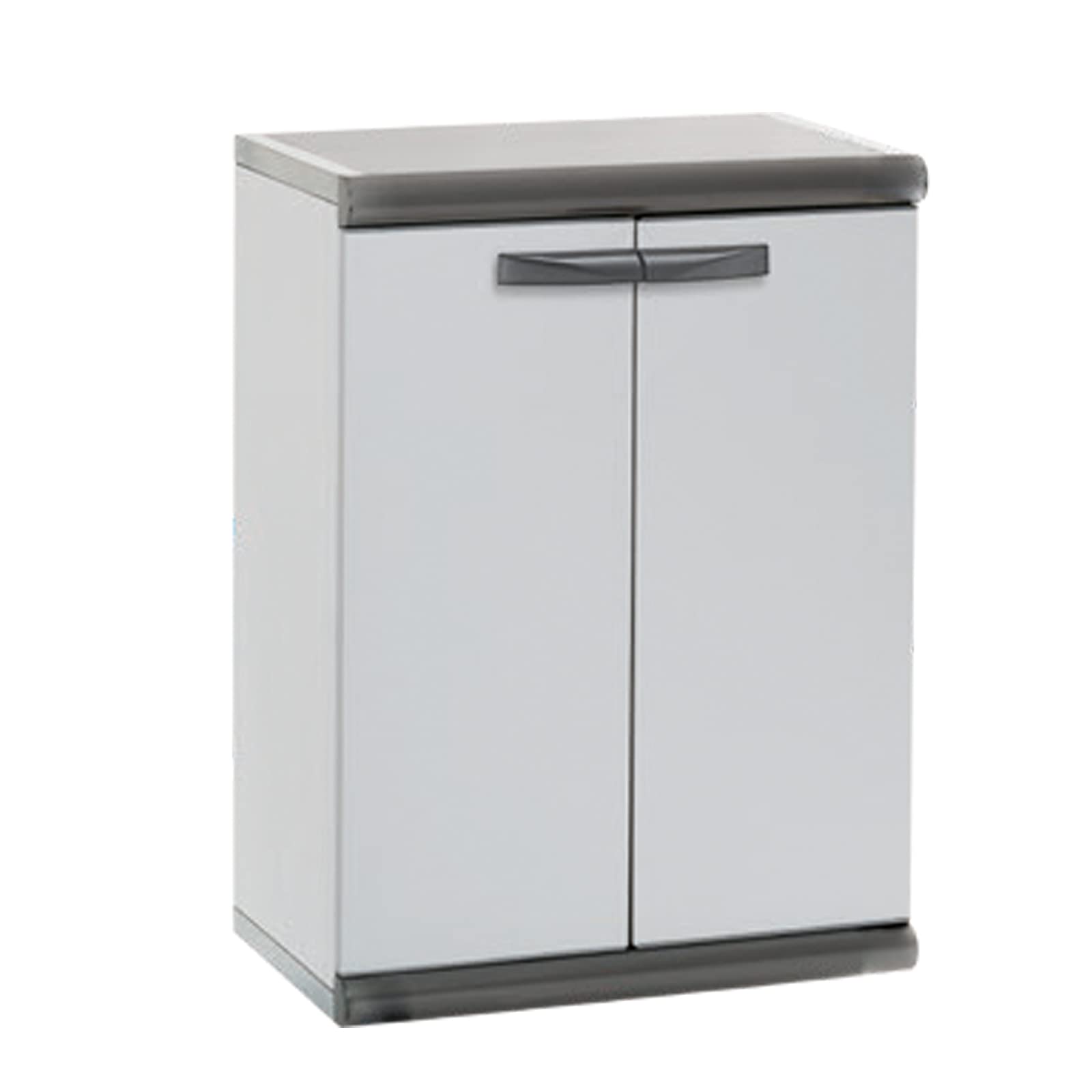 Gardiun Armario Bajo de Jardín Sintra 2 62,5x39x84 cm en Resina con 1 Balda y 2 Puertas, Protección UV, Color Gris
