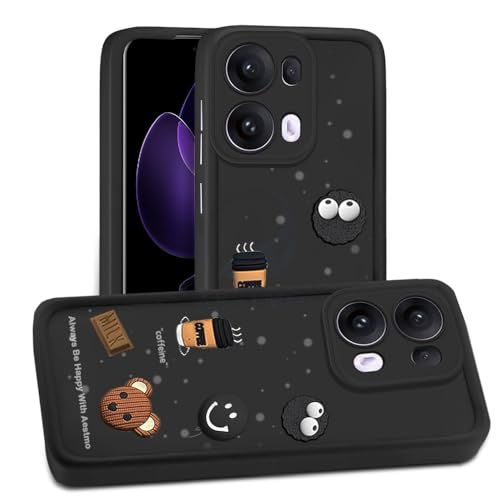 Image of AESTMO Back Case Cover for Oppo Reno13 Pro 5G | Cute Fun Cartoon 3D Ball | Coffee Silicone Case | Full Body Protection | Camera Protection Back Cover for Oppo Reno13 Pro 5G (Black)