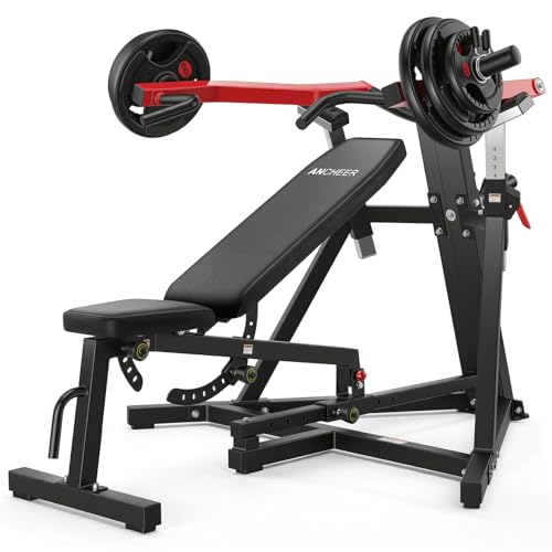 ANCHEER Chest Press Machine with Weight Bench 1250LBS Bench Press Machine with Independent Arms 10+5 Adjustable for Full Chest & Upper Body Strength Training Home Gym Equipment