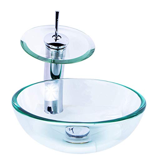 Kit para Banheiro Cuba 30cm Incolor com Torneira Cascata e Válvula