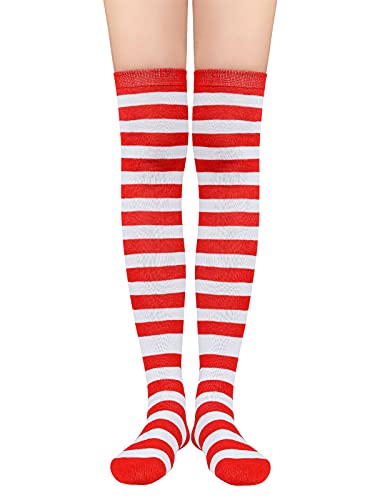 Image of Zando Womens Stripes Thigh High Socks Thigh Highs Casual Knee High Stockings