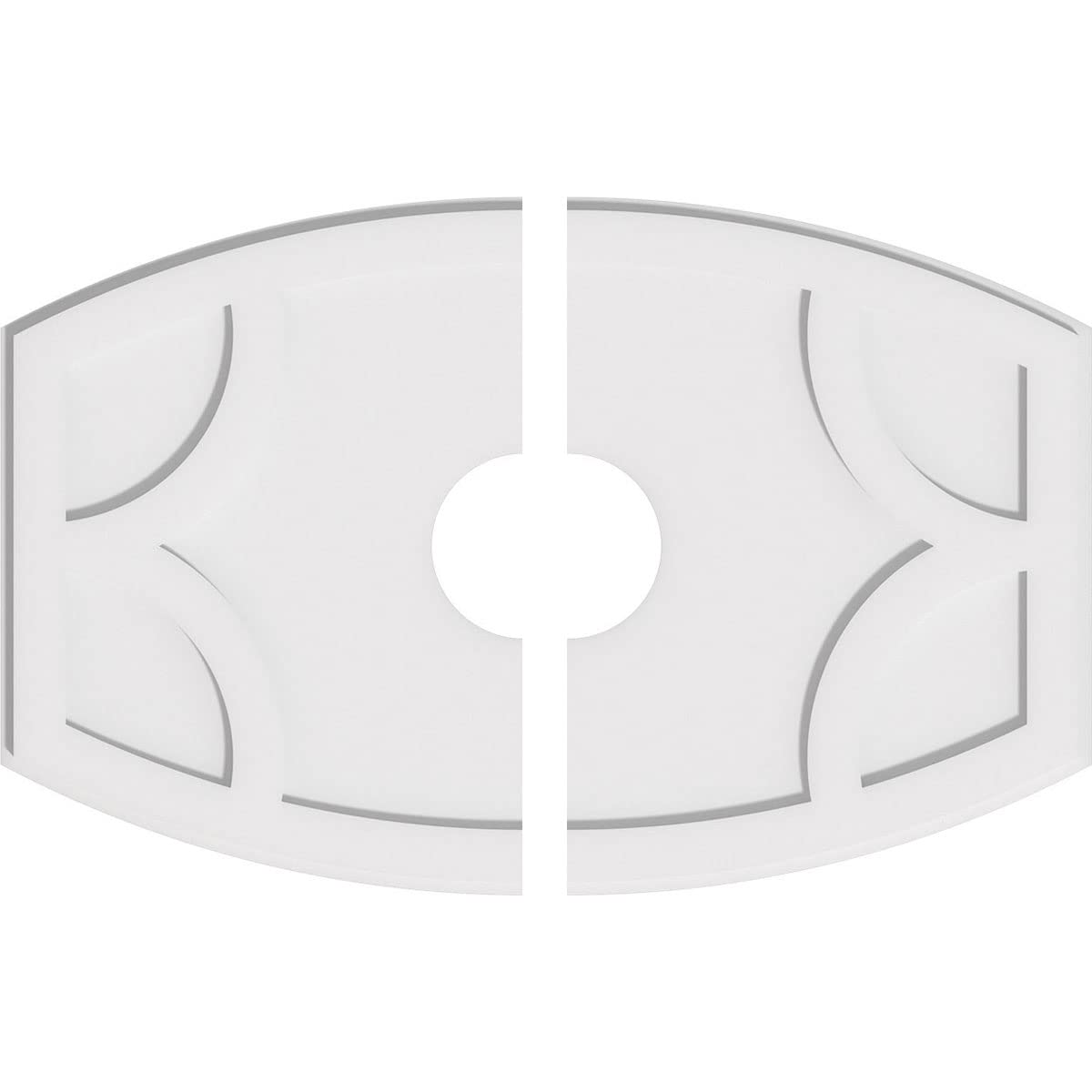 Ekena Millwork CMP34X22KY2-06000 Kailey Architectural Grade PVC Contemporary, Two Piece Urethane Ceiling Medallions 34"W x 22 5/8"H x 6"ID x 18 1/4"C x 1"P