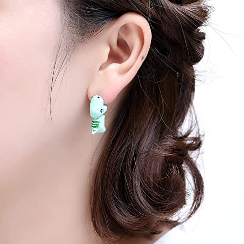NEWITIN 9 Pairs Cute Animal Bite Earrings for Women Hypoallergenic Earring 3D Clay Earrings Cartoon Biting Ear Studs Polymer Clay Studs for Women4