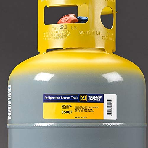 Yellow Jacket 95007 50 lb., yellow/gray, 1/4" flare no float Refrigerant Recovery Tank