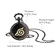 JewelryWe Retro Taschenuhr Herren Vintage Naruto Konohagakure Symbol Römische Ziffern Skala Analog Quarz Uhr mit Halskette Kette Kettenuhr Unisex schwarz