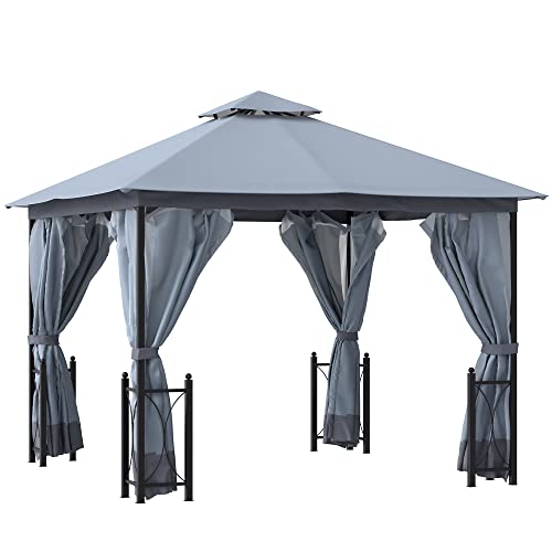 Outsunny 11' x 13' Patio Gazebo, Double Roof Outdoor Gazebo
