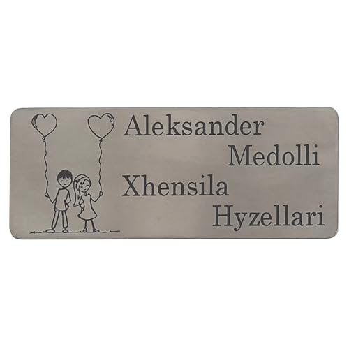 GUIZZO Creart - Targa Personalizzata con Nome, Via e/o Famiglia in Acciaio Inox, Targhetta Personalizzata Made in Italy, Targhetta Porta Ingresso Personalizzata Multiuso Modificabile, 10x4 H cm
