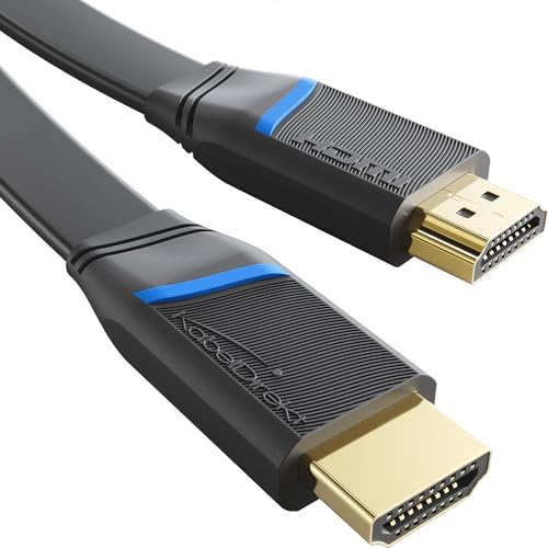 KabelDirekt – Flaches HDMI-Kabel – 1m – Entwickelt in Deutschland (Flachkabel zum Verlegen, 4K@60Hz, High Speed HDMI mit Ethernet, Blu-ray, PS5/Xbox Series X/Switch, schwarz)
