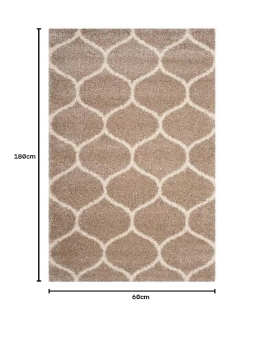 Image of F & B RUGS ; SUPERIOR QUALITY PRODUCTS Firoz and Brothers Handwoven Super Soft Indoor Modern Shag Microfibre Silky Fluffy Smooth 2x6 feet Beige Ivory